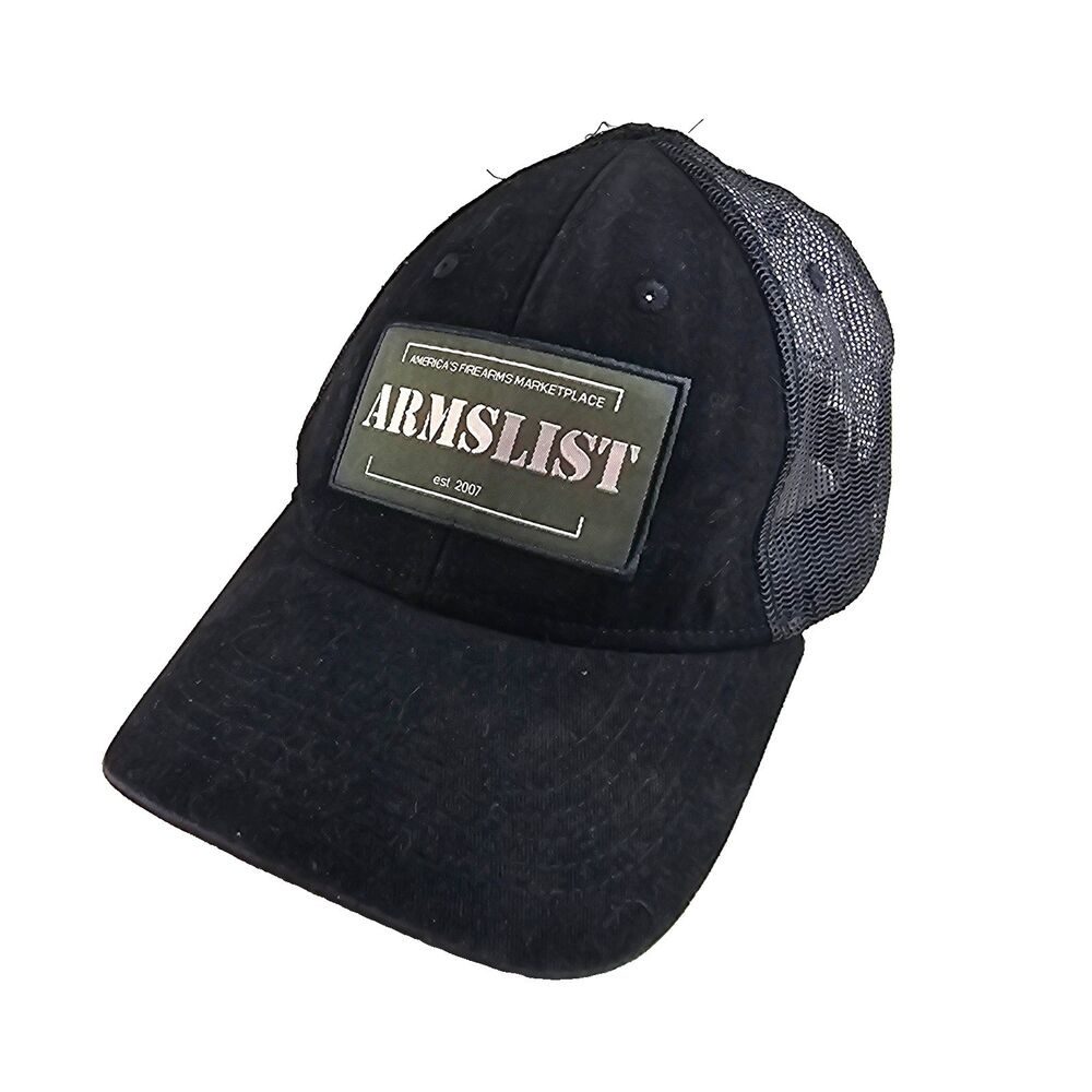 Armslist Hat Black Trucker Snapback Firearms Marketplace Logo Patch Tactical Cap